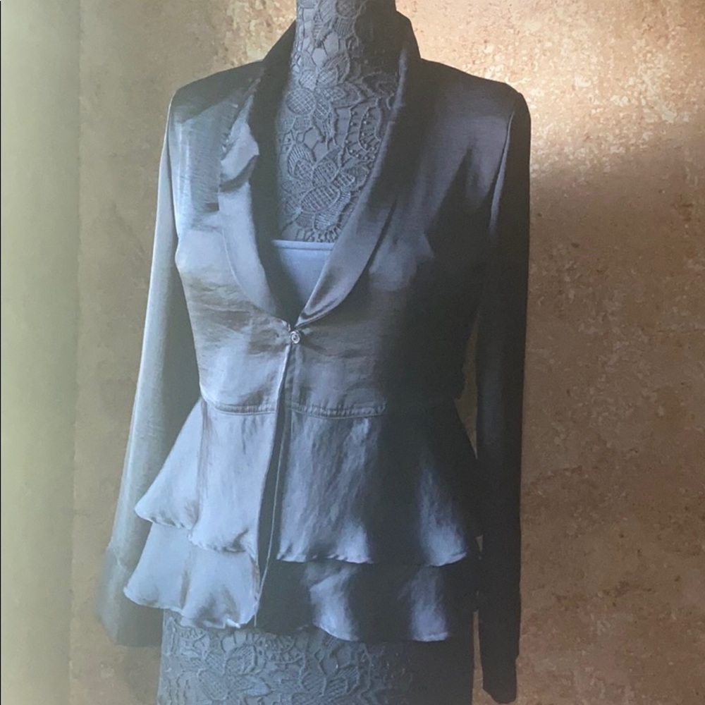 Freebird black ruffle shirt/coat size medium